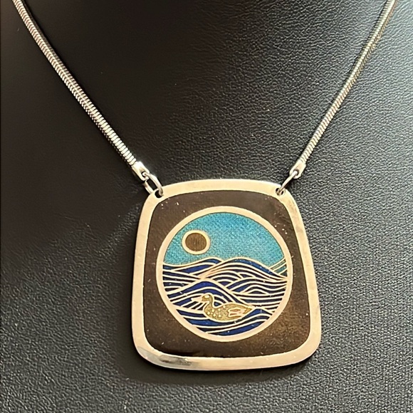 Vintage de Passille -Sylvestre  Duck Pendant w Chain Quebec Canada Artisans - Picture 1 of 3